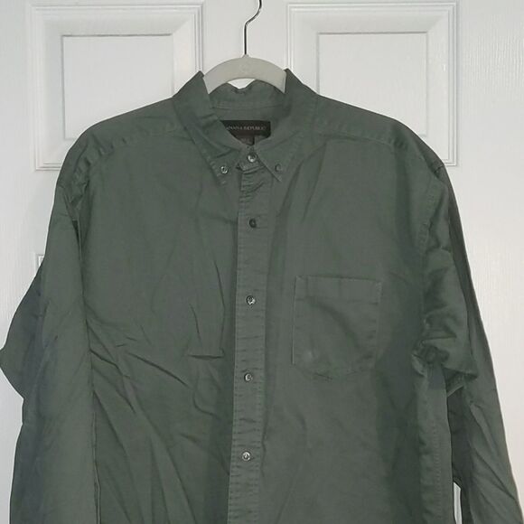 Banana Republic army green dress shirt Sz. L - Picture 3 of 6